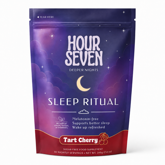 Sealed Hour Seven tart cherry magnesium drink pouch